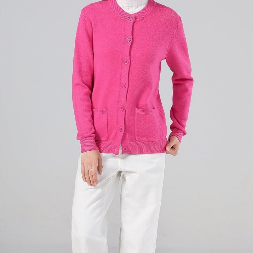 NEW SMILING PINKER Women's Cardigan Sweater Button Down Chunky KnitwearXXXL PINK